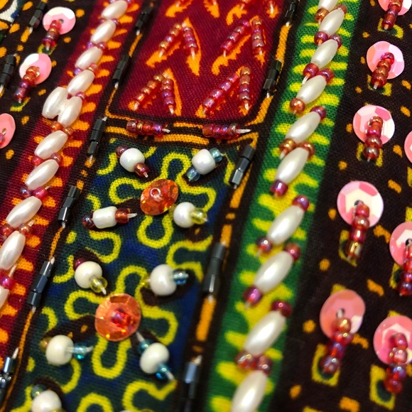 Linen Beaded Dress - Picture 3 of 4